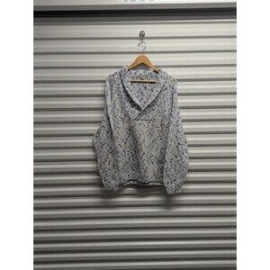 Vintage Women's Large Cowl V Neck Knit White with Blue Sweater